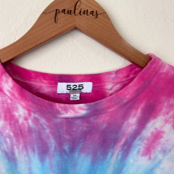 525 America Top Womens XS Rainbow Tie Dye Shoulder Pad Cropped Shirt - Picture 6 of 6